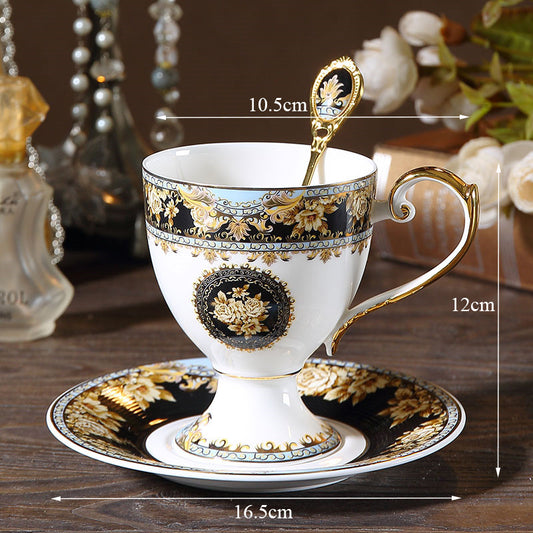 European Style Small Luxury Bone China Coffee Cup Saucer British Court