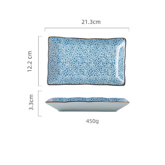 Hekou Sushi Plate Rectangle Plate Ceramic Creative Household Fish Plate Long Plate Irregular Plate