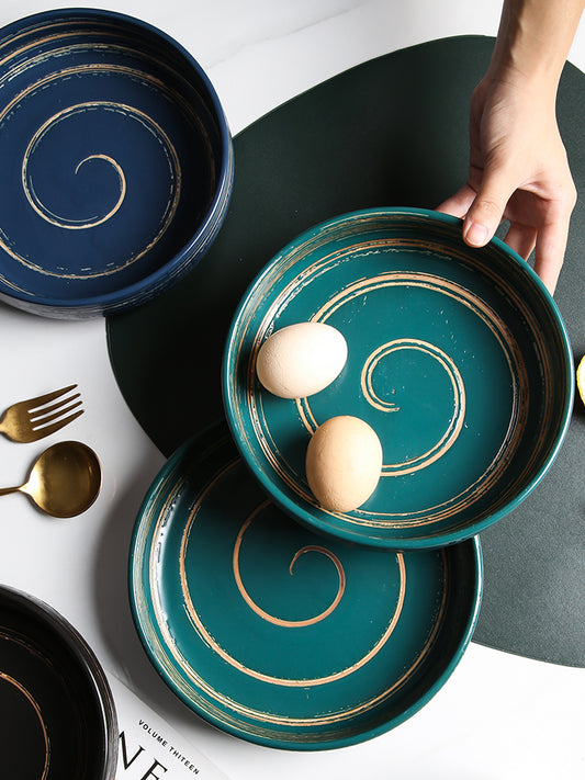 Japanese Creative Ceramic Tableware Household Ceramic Shallow Round Bowl