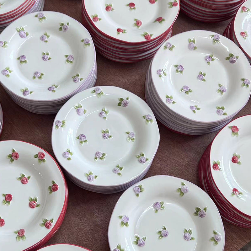 Ceramic Underglaze Embossed Dinner Plate