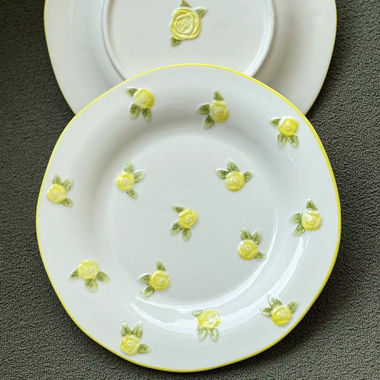 Ceramic Underglaze Embossed Dinner Plate