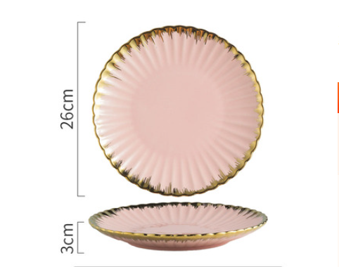 Nordic Creative Ceramic Chrysanthemum Plate Light Luxury Dinner Plate Household Tableware Set Plate
