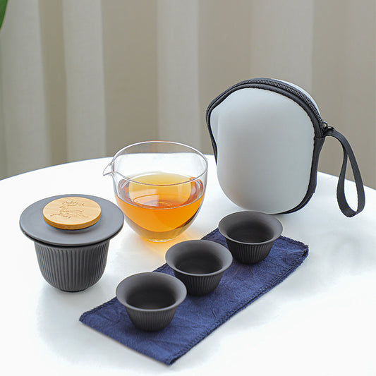 Light Luxury Portable Travel Purple Sand Tea Set Quick Cup Outdoor