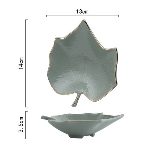 Nordic Light Luxury Leaf Jewelry Plate