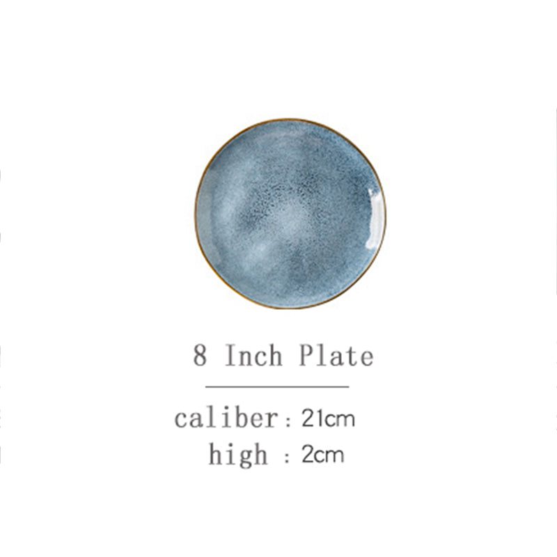 Japanese Style Ceramic Flat Plate Salad Plate Steak Plate