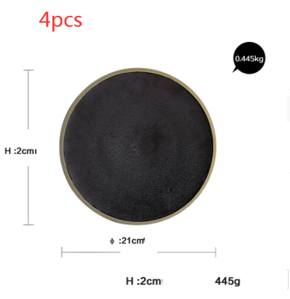 Black crystal large plate ceramic plate home dessert plate round flat plate